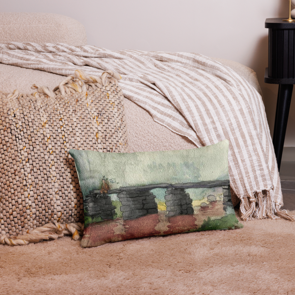 “The Bridge Between” Pillow featuring Adolf Hitler's 1910 landscape self-portrait