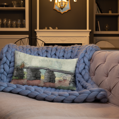 “The Bridge Between” Pillow featuring Adolf Hitler's 1910 landscape self-portrait