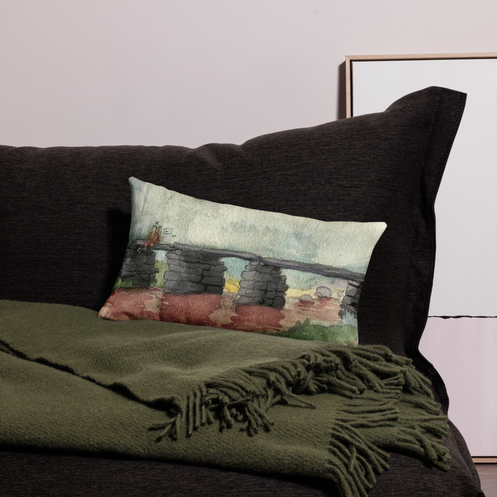 “The Bridge Between” Pillow featuring Adolf Hitler's 1910 landscape self-portrait