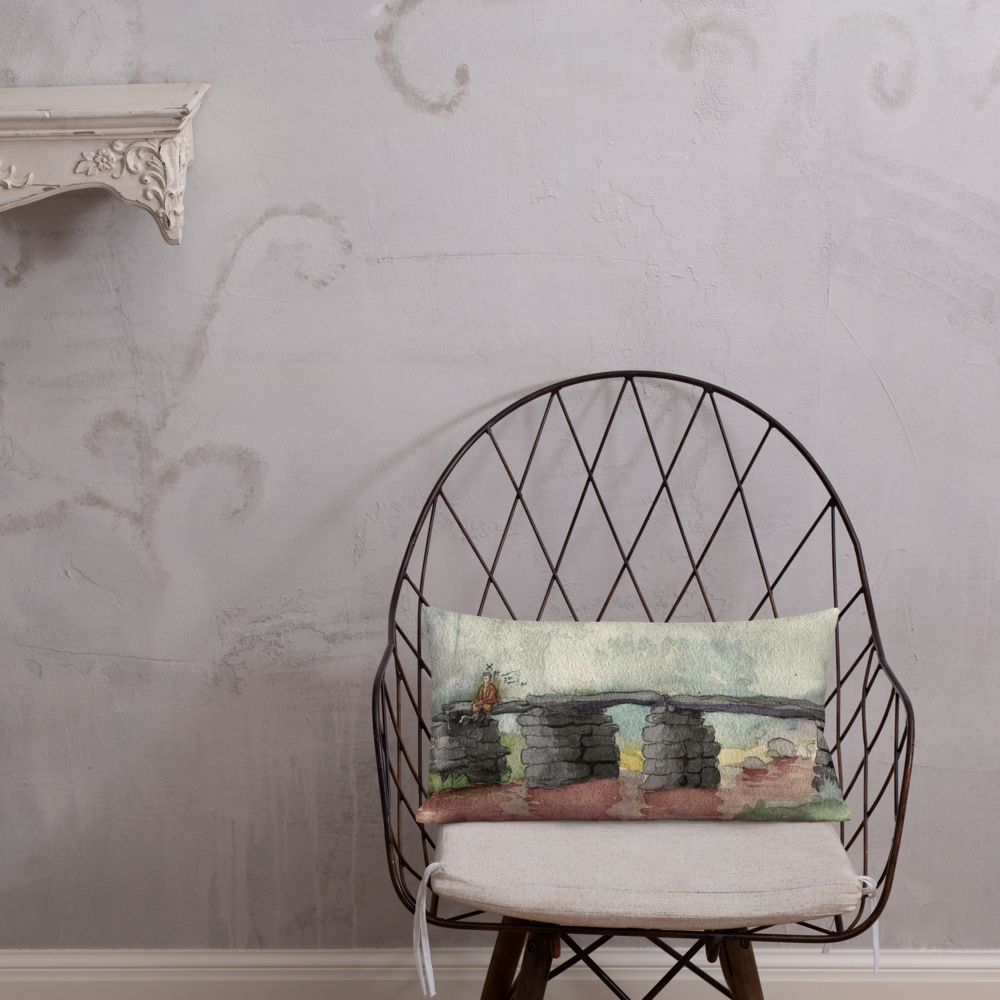 “The Bridge Between” Pillow featuring Adolf Hitler's 1910 landscape self-portrait