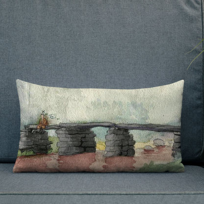 “The Bridge Between” Pillow featuring Adolf Hitler's 1910 landscape self-portrait