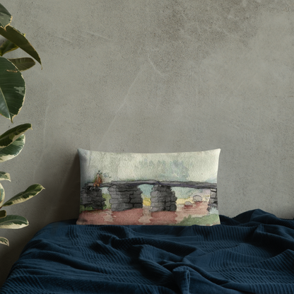 “The Bridge Between” Pillow featuring Adolf Hitler's 1910 landscape self-portrait