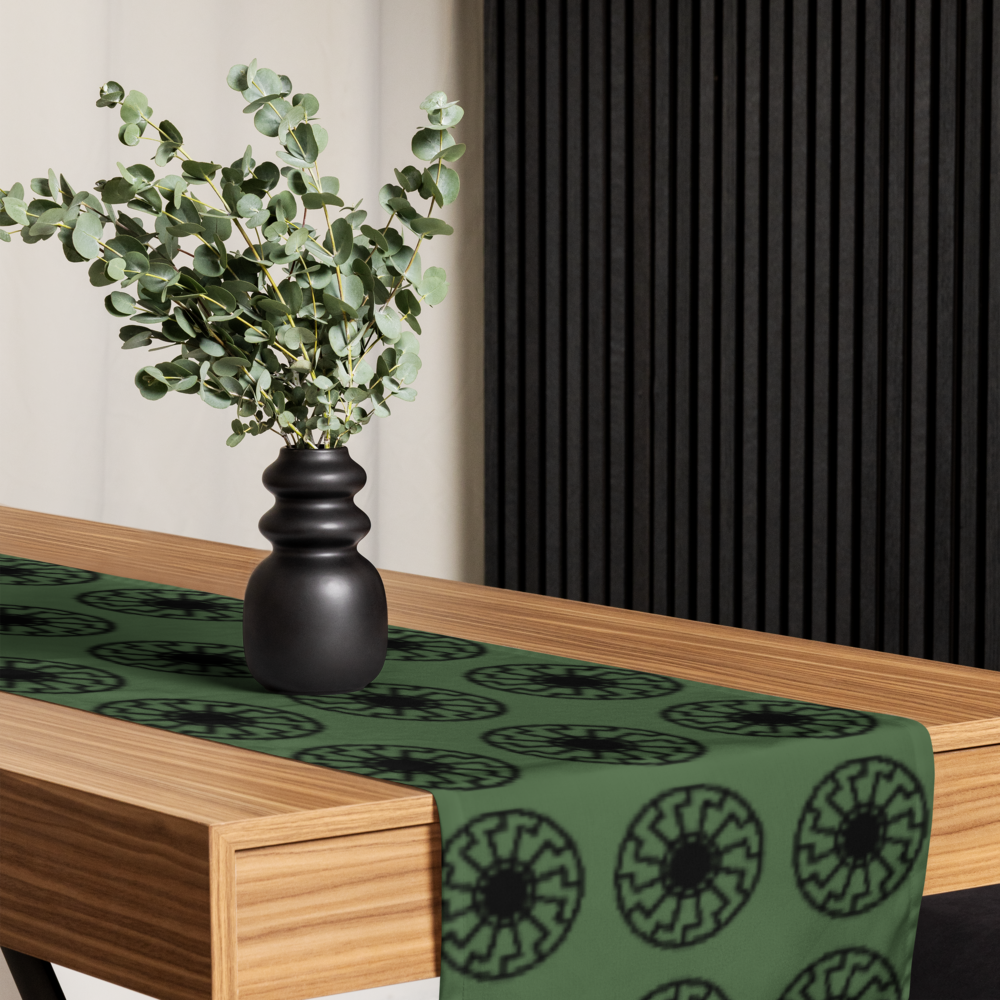 Axis of Elegance: Black Sun Matrix – Table Runner